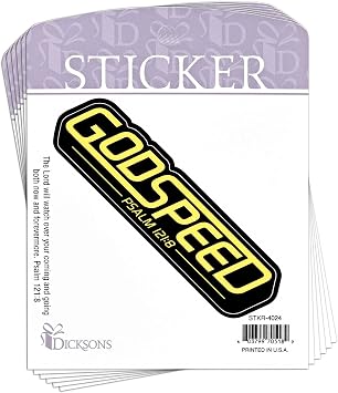 STKR-4024 God Speed Psalm 1218-4.75 Inch Black and Yellow Vinyl Decorative Sticker Decal; Pack of 6
