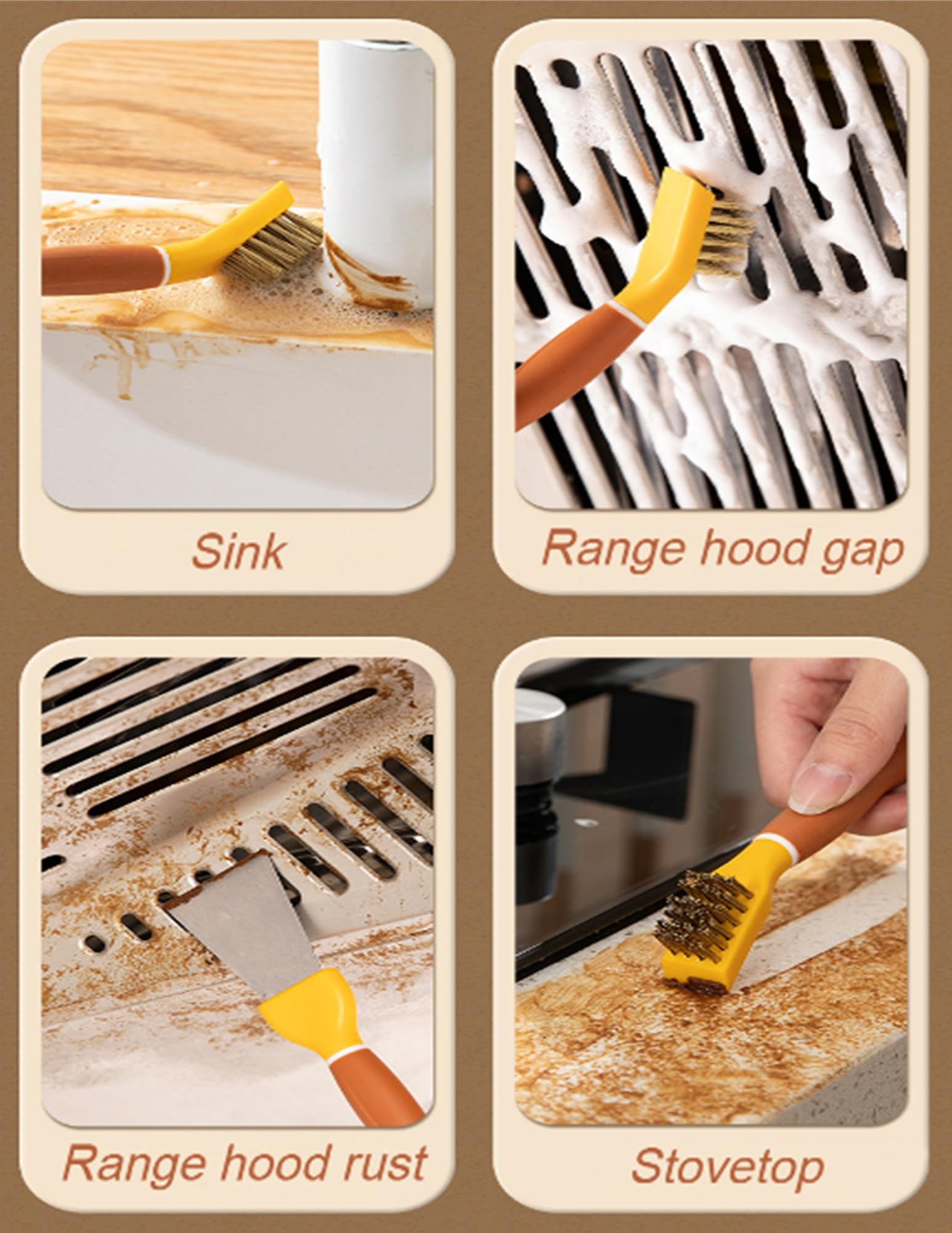 Set Di 15 Spazzole E Raschietti Per Pulizia Fornelli - Acciaio, Nylon E Ottone Per Cucina - Foto 5