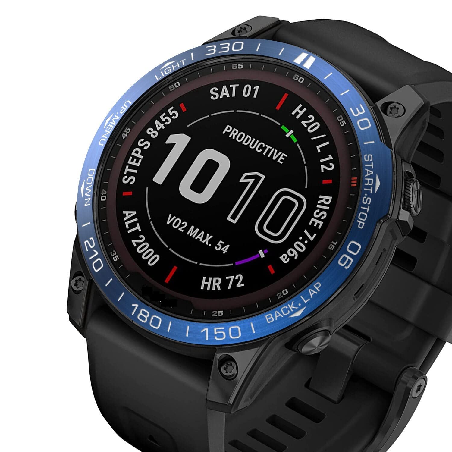 Bisel protector para Garmin Fenix 7X y 6X Pro en acero azul 8