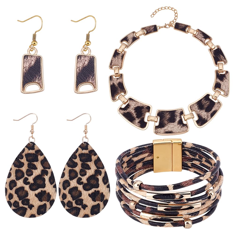 Collier Imprimé Léopard et Bracelets Cuir pour vos Soirées Bohèmes - 6
