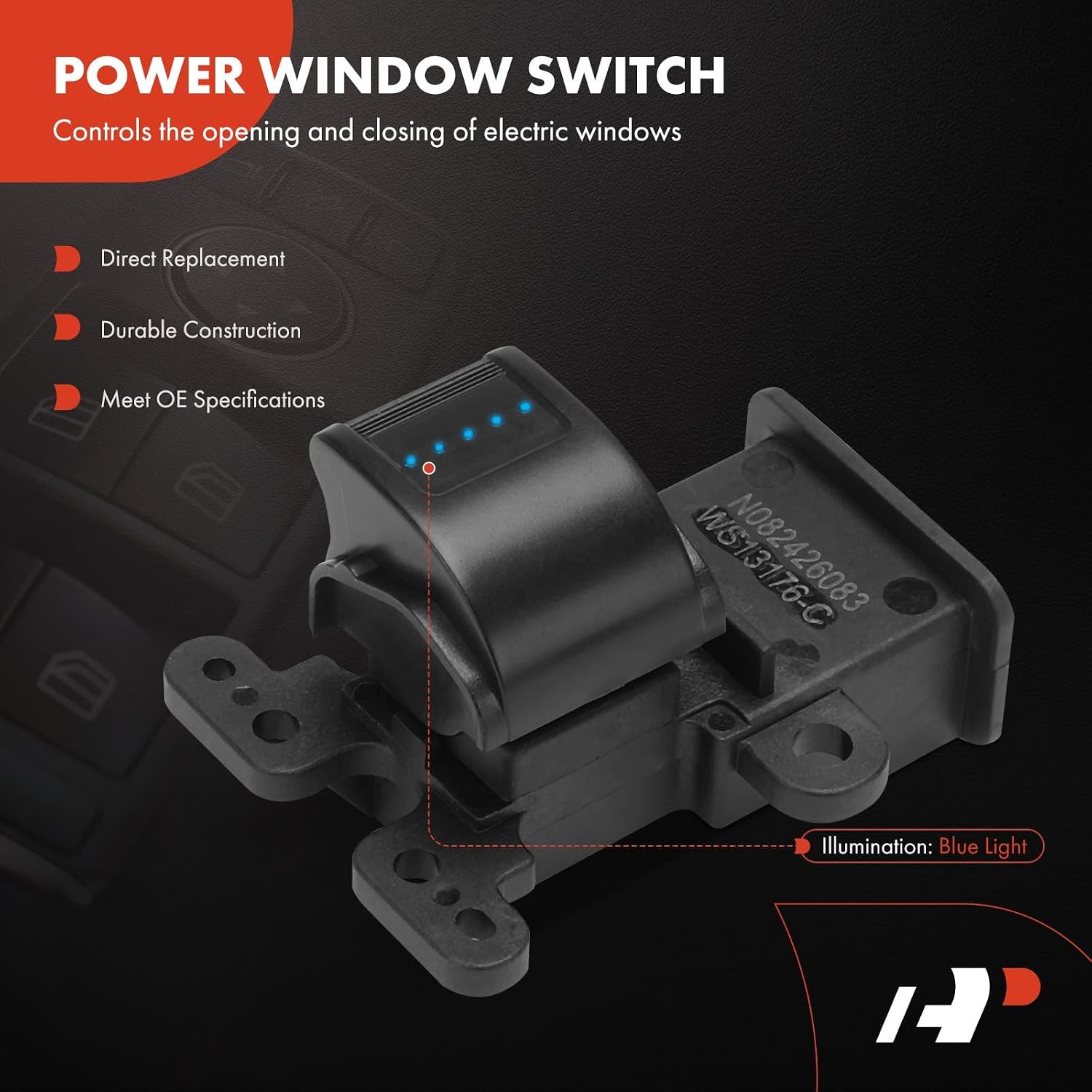 A-Premium Front Right Passenger Side Power Window Switch | Compatible with Honda Civic 2001 2002 2003 2004 2005