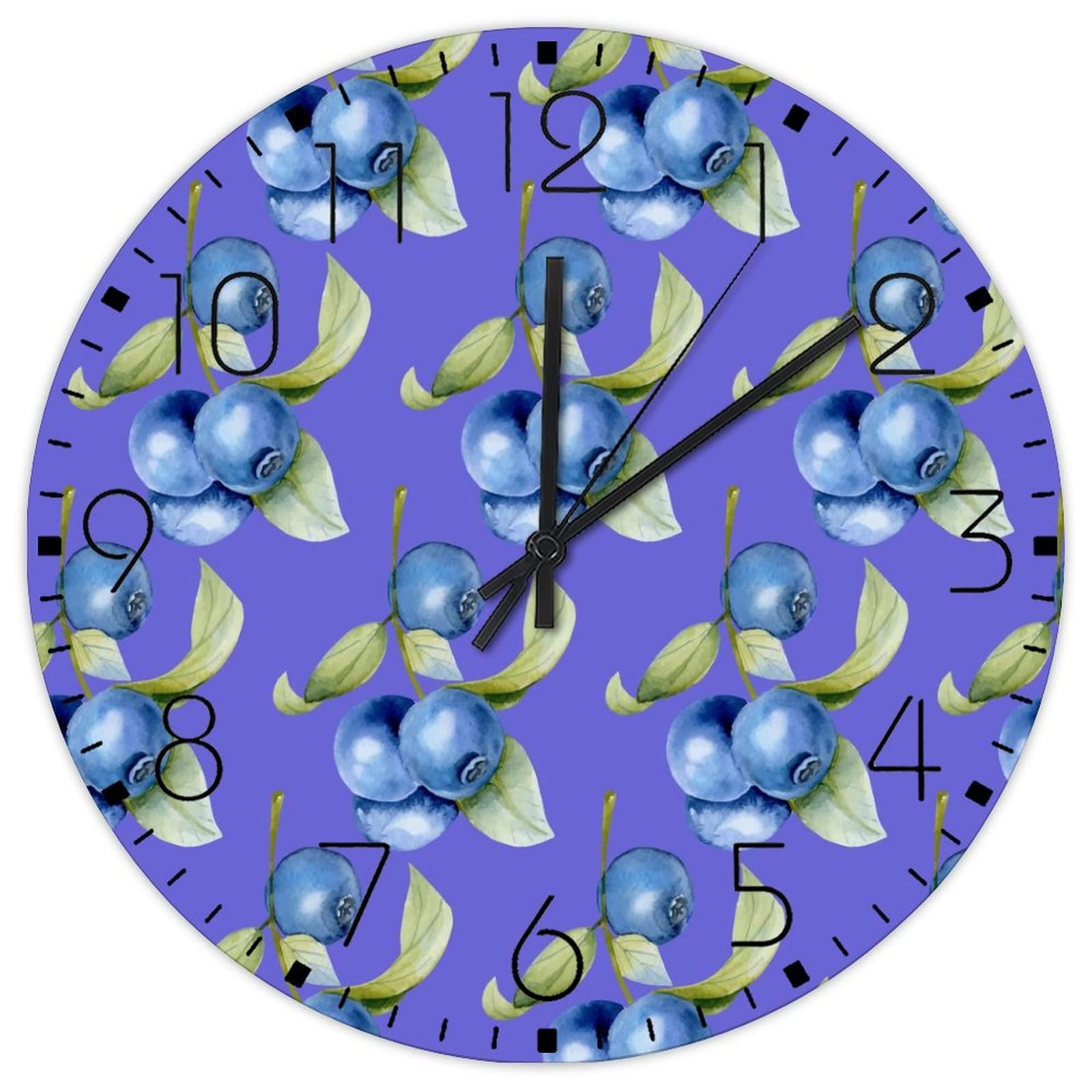 Horloge murale en bois de myrtille pour décorer une salle d'art ou un bureau calme