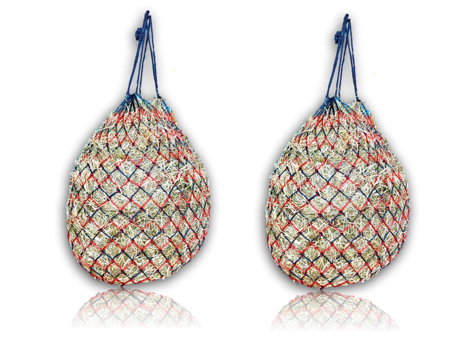 Extra Large Hay Net for Horses 5 x 5 cm Mesh Species-Appropriate Feeding Improved Digestion Hay Bag for Travelling Feeding Bag for Ponies Young Horses Old Horses Goats (2 x Black/Red)