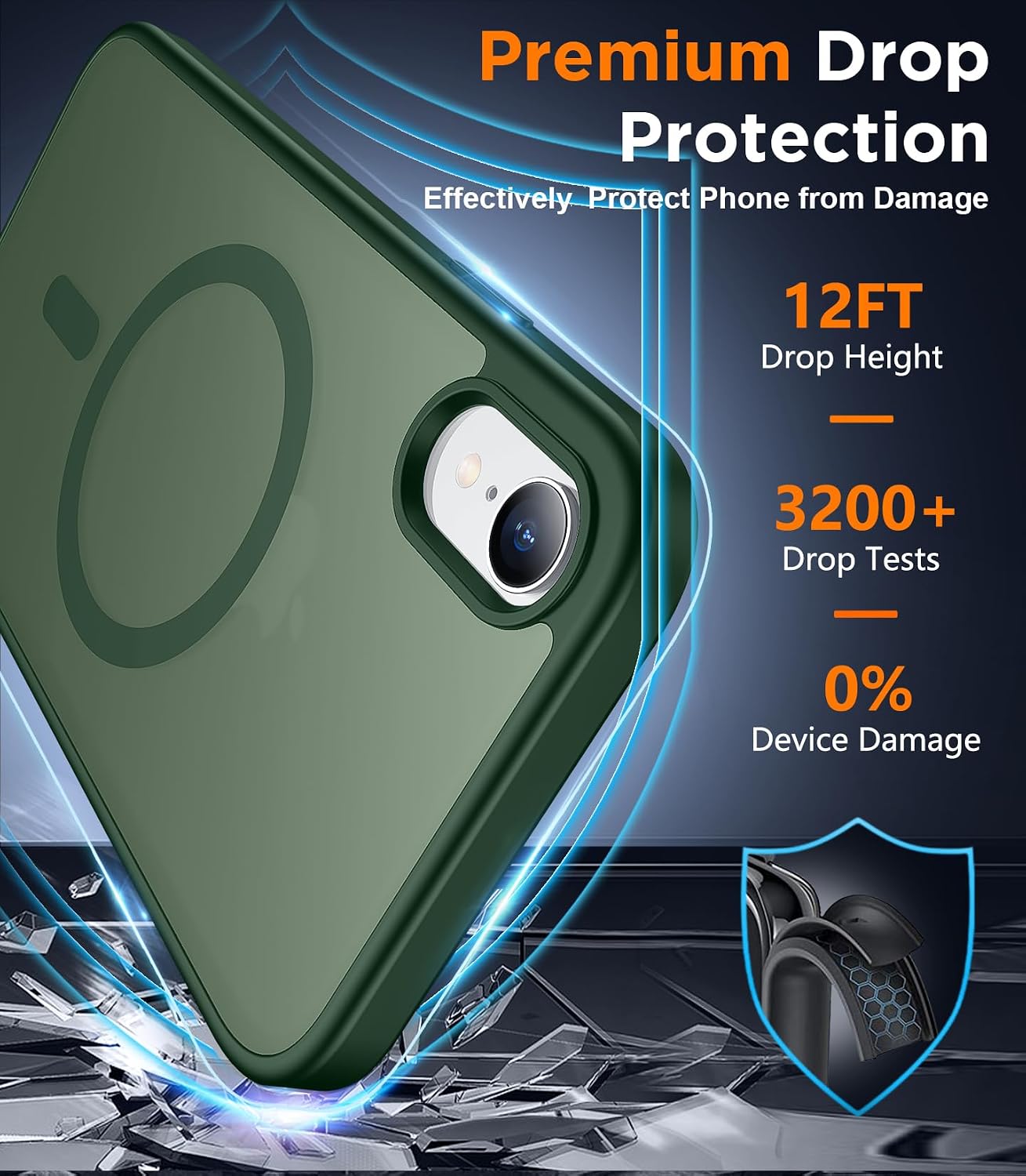 SPIDERCASE for iPhone XR Case, Magnetic Translucent Matte Case with 2PCS Tempered Glass Screen Protector Slim Phone Case for iPhone XR 6.1'', Green thumbnail