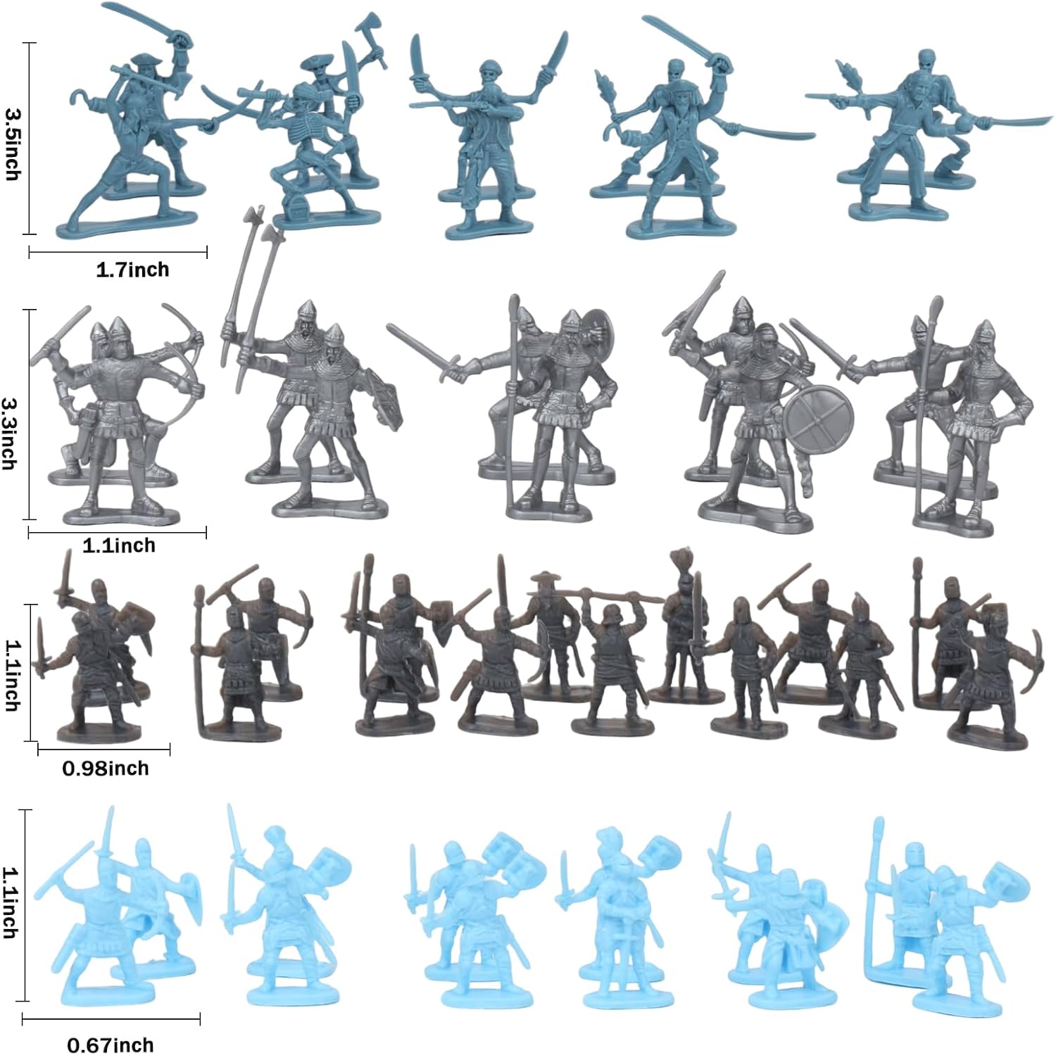 Army Men Action Figures Toy Soldiers Set, Medieval Castle Small Soldiers Military Toy, Plastic Army Men playset Castle Building Set with Storage Bag and Map