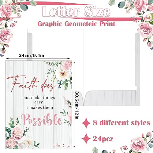 Miniatura 2 de Paquete de 24 carpetas decorativas de versículos bíblicos con 2 bolsillos, carpetas tamaño carta con bolsillos para regalos escolares y de oficina