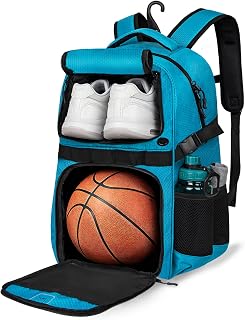 Basketball Backpack with Separate Ball & Ventilated Shoe Compartment, Sports Bag with Hook for Men Women Teens Training Travel