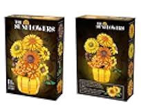 Sunflower Building Blocks Set with Vase1009 PCS DIY Artificial Yellow Flower Bricks Vibrant Botanical Art Decor for Home Office Desk Stress Relief Creative Gift for Mothers Day/Birthday