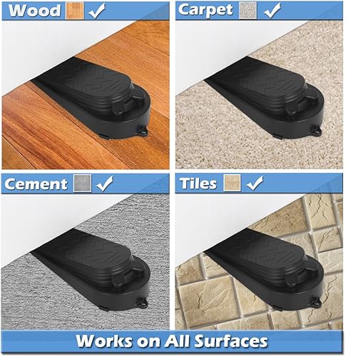 Miniatura 7 de Juego de 4 topes de puerta negro que cuña fácilmente la puerta y el protector de dedos topes flexibles para puerta de piso tope de puerta que no