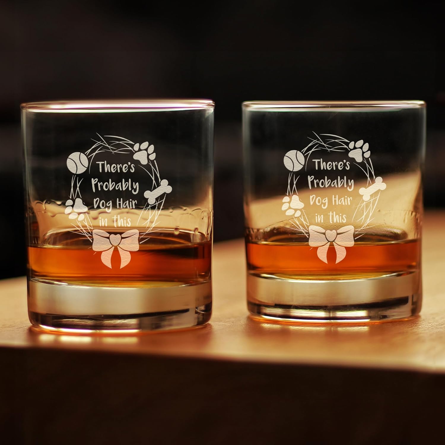Bevvee Dog Hair - Whiskey Rocks Glass - Funny Dog Gifts for Dog Lovers - Set of 2-10.25 oz Glasses