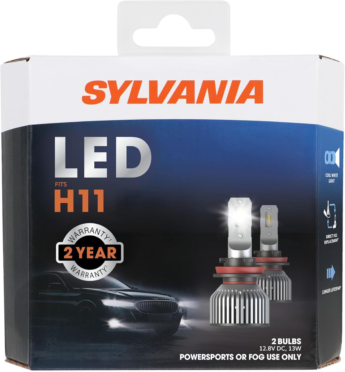 SYLVANIA H11 LED - Fog Lights For Cars and Trucks - Headlight Bulbs for Off Road Powersports - 6000k Cool White LED Light - Long-Lasting Bulbs - No Polarity - DIY Upgrade