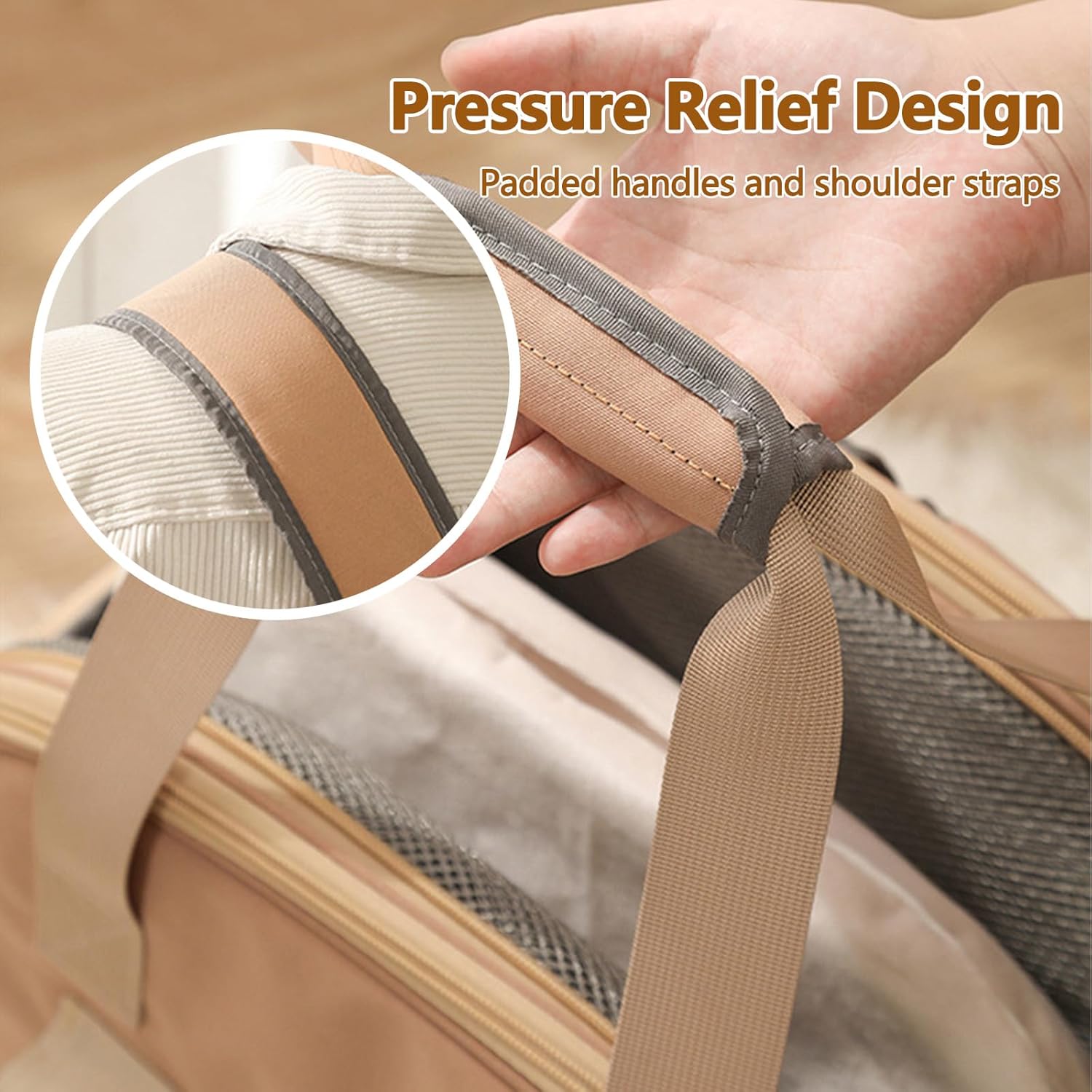 Dog Backpack, Ventilated Safe Design, Multiple Pockets, Breathable Mesh Pet Backpack for Hiking, Travel, Outdoor, Cat Backpack with Padded Back Support (Khaki)