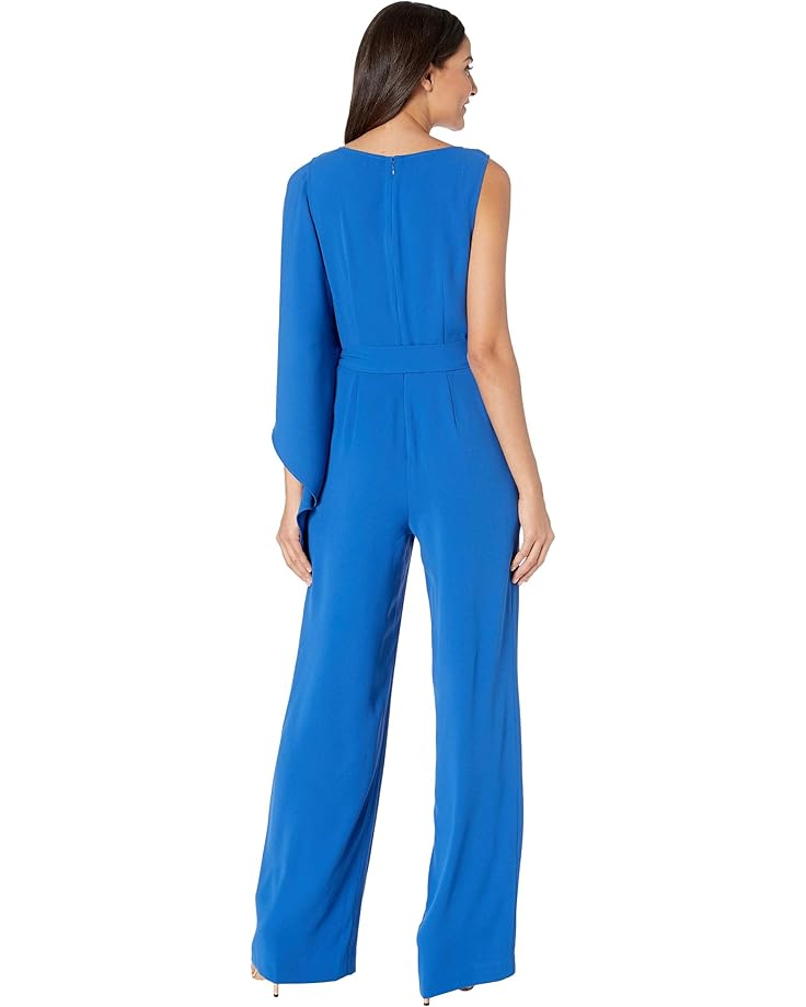 Draped Jumpsuit with Foil Printed Scarf Pallu