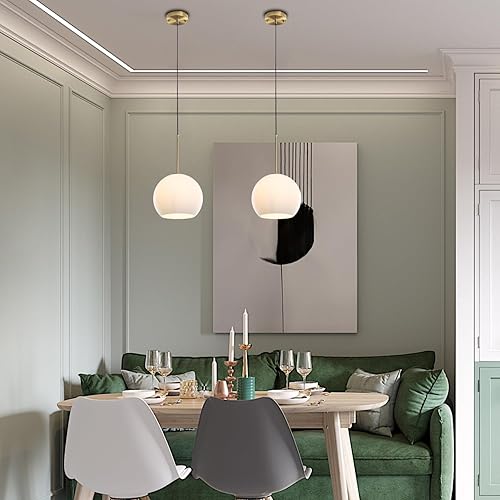 Miniatura 9 de Lámpara colgante moderna con forma de globo, lámpara de techo empotrada con globo de cristal de mediados de siglo, luces colgantes rústicas para