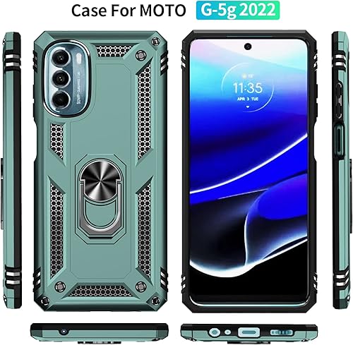 Miniatura 2 de Funda para Moto G 5G 2022 con funciones de automóvil, soporte de anillo de metal, armadura anti caída completa, material de TPU + PC para Moto G 5G