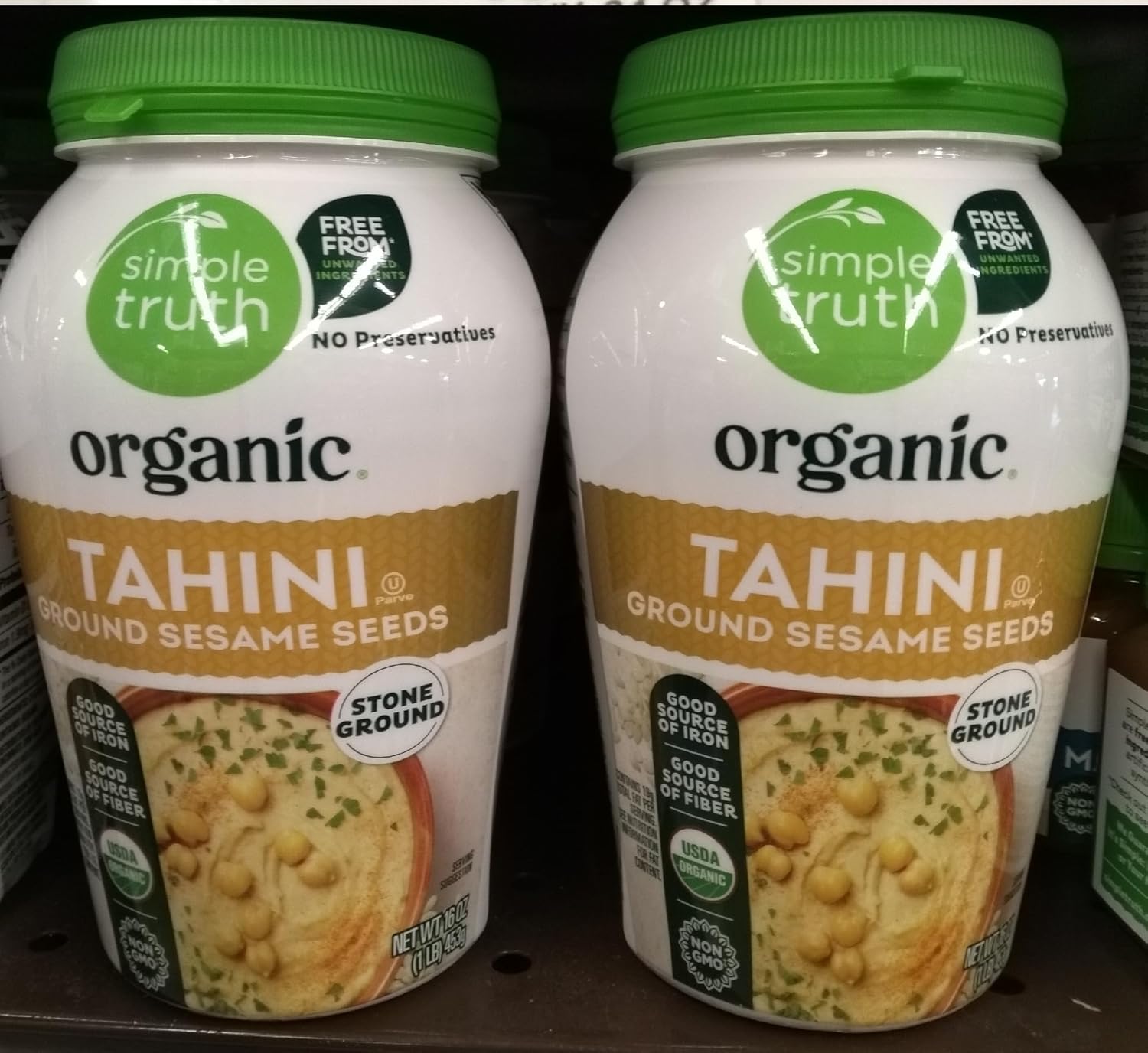 Organic Tahini Ground Sesame Seeds (2 Bottles, 16 oz. each)