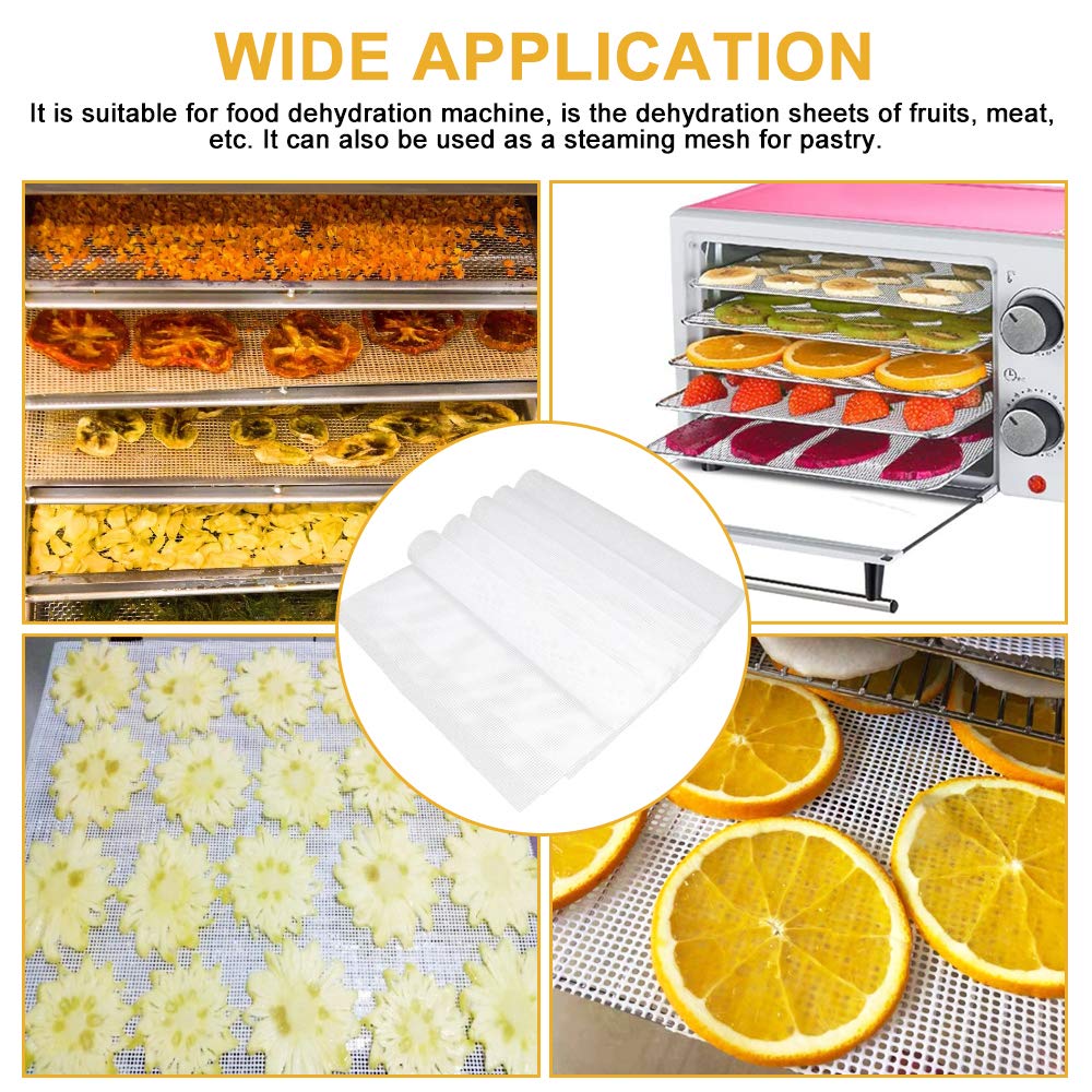 5 fogli disidratatori antiaderenti per alimenti e frutta, fogli quadrati in silicone, riutilizzabili, tappetino a rete per asciugatrice per frutta (40 x 40 cm)