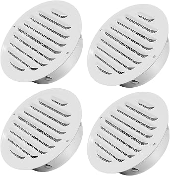 4" Round Soffit Vents White Stainless Steel Soffit Vents Wall/Ceiling Vent Cover with Mesh Screen for Bathroom, Dryer, Attic4 Pack