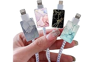 Kawaii Marble Print Cable Saver Protector Set for Girls