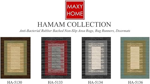 Miniatura 2 de Maxy Home Hamam Collection alfombras rectangulares con reverso de goma, Contemporáneo Gris Rojo Negro,Marrón Beige