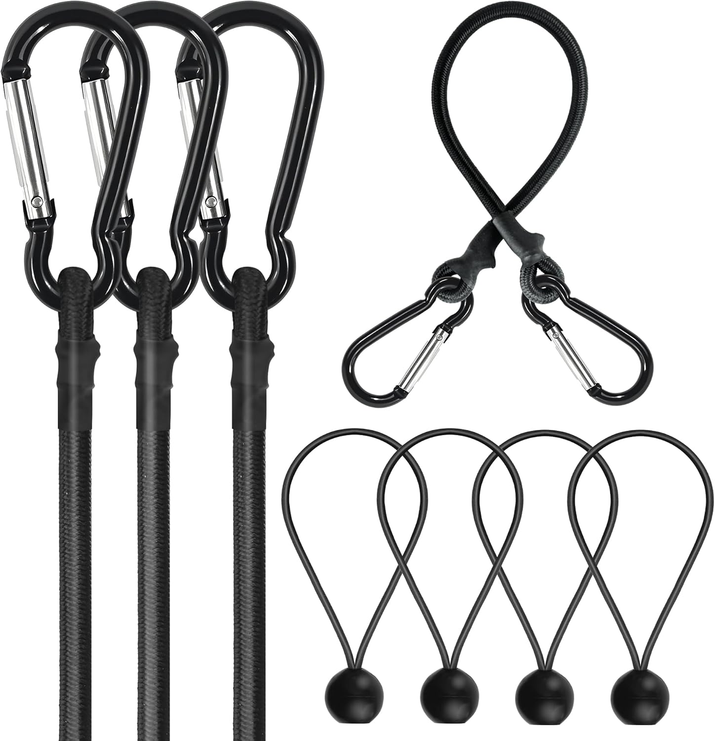 Bungee Cords with Hooks & Ball Bungees, 18" & 8" for Float Trips, Kayak, Tube, Camping, Outdoor Storage – Heavy Duty, 78 lbs Load 18" Bungee Cords with Hooks