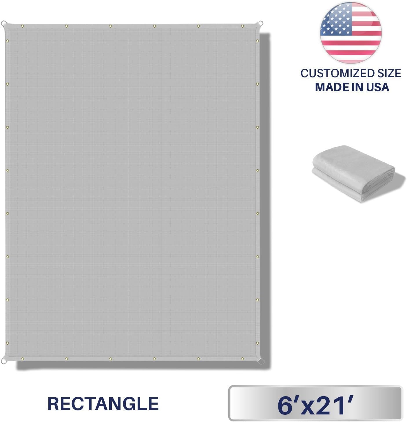 6' x 21' Waterproof Sun Shade Sail Straight Edge Outdoor Canopy Cover UV Block for Lawn Patio Backyard Garden Deck Pergola (Light Gray)