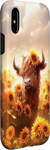 Miniatura 9 de Funda para iPhone 12 mini con diseño de vaca escocesa de las tierras altas y girasoles