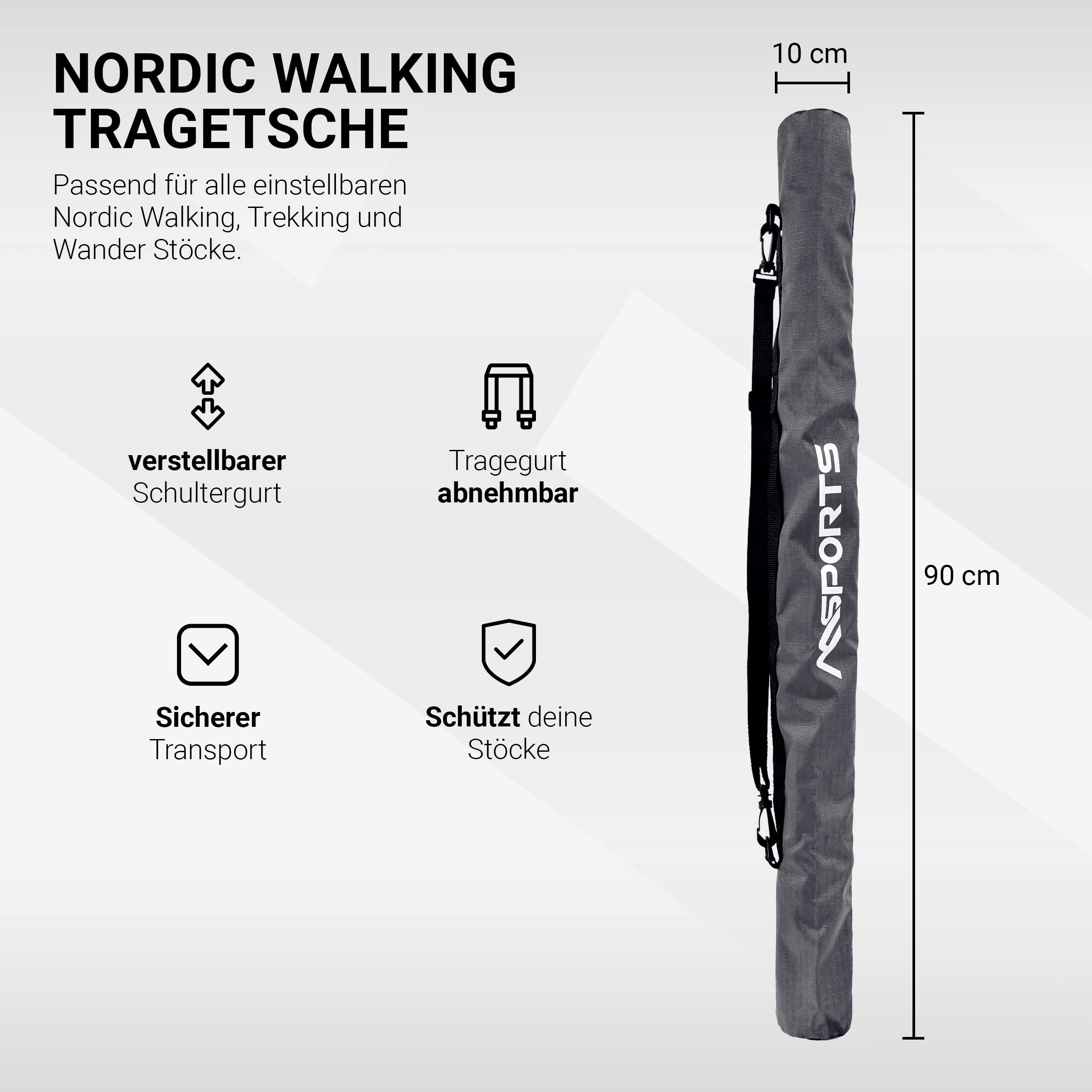 MSPORTS Nordic Walking Faltbare Stocktasche Premium Bag - hochwertige Qualität - Superleicht - Nordic Walking Stöcke