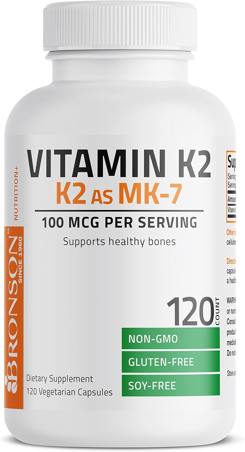 Bronson Vitamin K2 as MK-7 Menaquinone 100 mcg Non-GMO, 120 Capsules