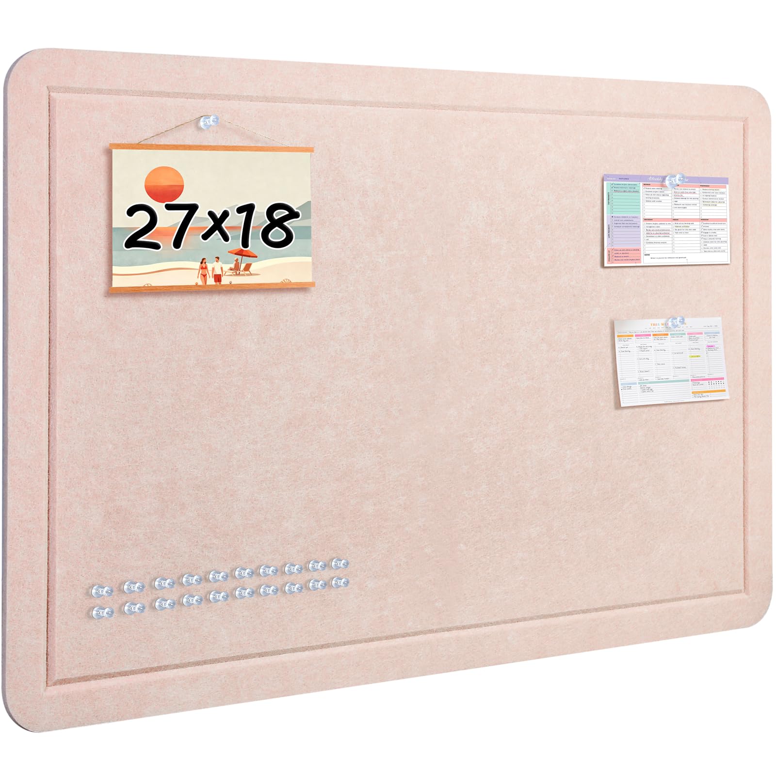 Photo 1 of ***STOCK PHOTO FOR REFERENCE ONLY***MAXECHO Felt Bulletin Board, 27" x 18" Cork Board Alternative with 12 Adhesive Tabs and 20 Pushpins, Foldable Pin Board for Wall, Decorative Photo Vision Board for Office, Classroom, Dusty Pink