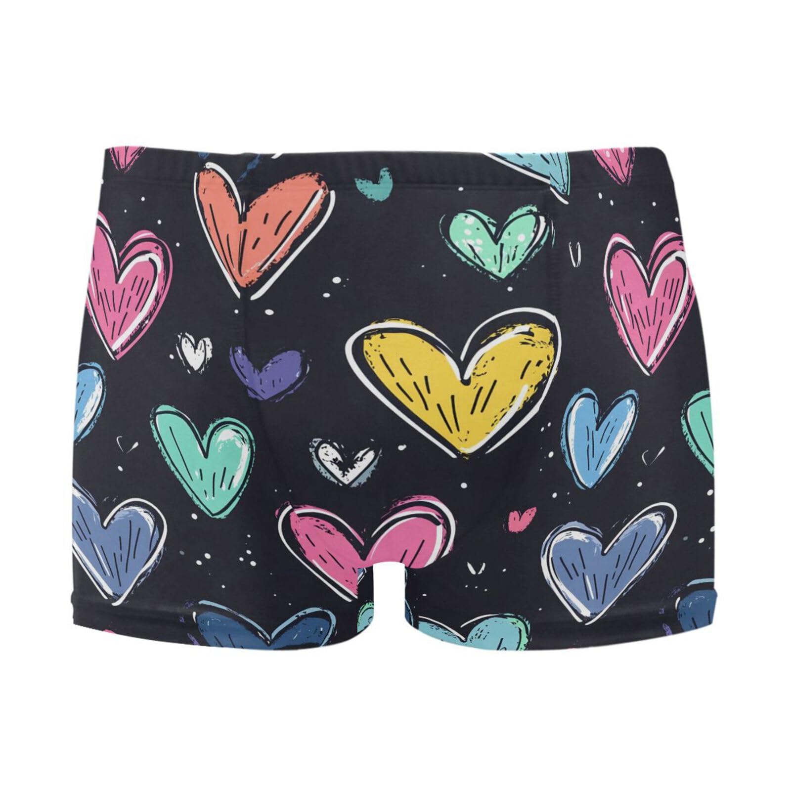 UMIRIKO Men's Swim Briefs Colorful Heart Valentine Swimsuit Swimwear Swim Trunk Square Leg for Men 3XL 202c0097