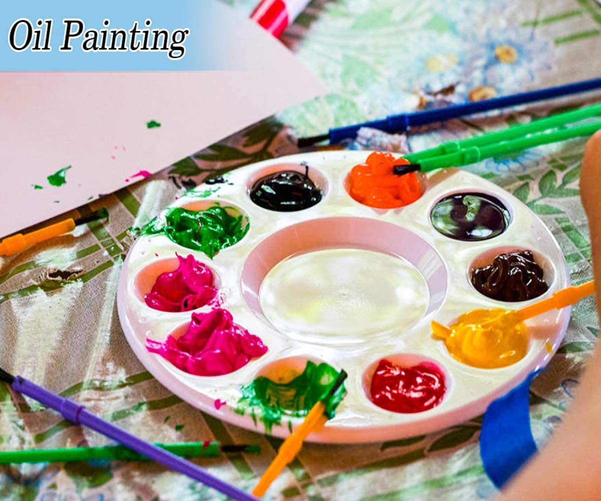 100 Stück Farbpaletten für Kinder, Kunststoff-Farbpalette mit 10 Mulden, inifus Acryl-Künstler-Farbschalen-Palette für Kinder, Studenten bis Acrylöl, Aquarell, Bastelbedarf, DIY-Kunstmalerei