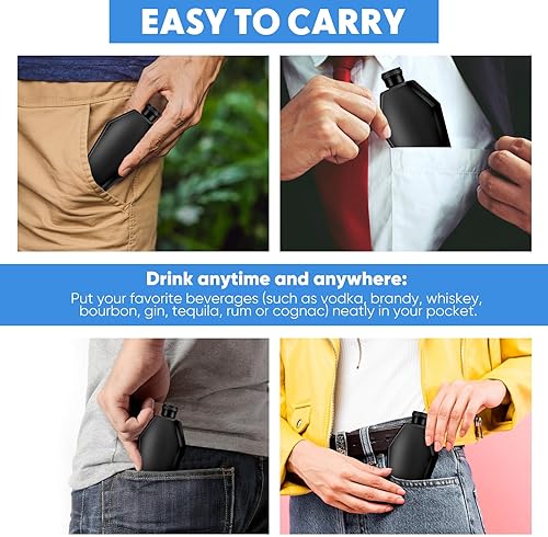 Miniatura 4 de Juego de 3 frascos de 3.5 onzas con embudo, botella de acero inoxidable 304 creativa de 3.4 fl oz de grosor para hombres, mujeres, adultos, amigos,