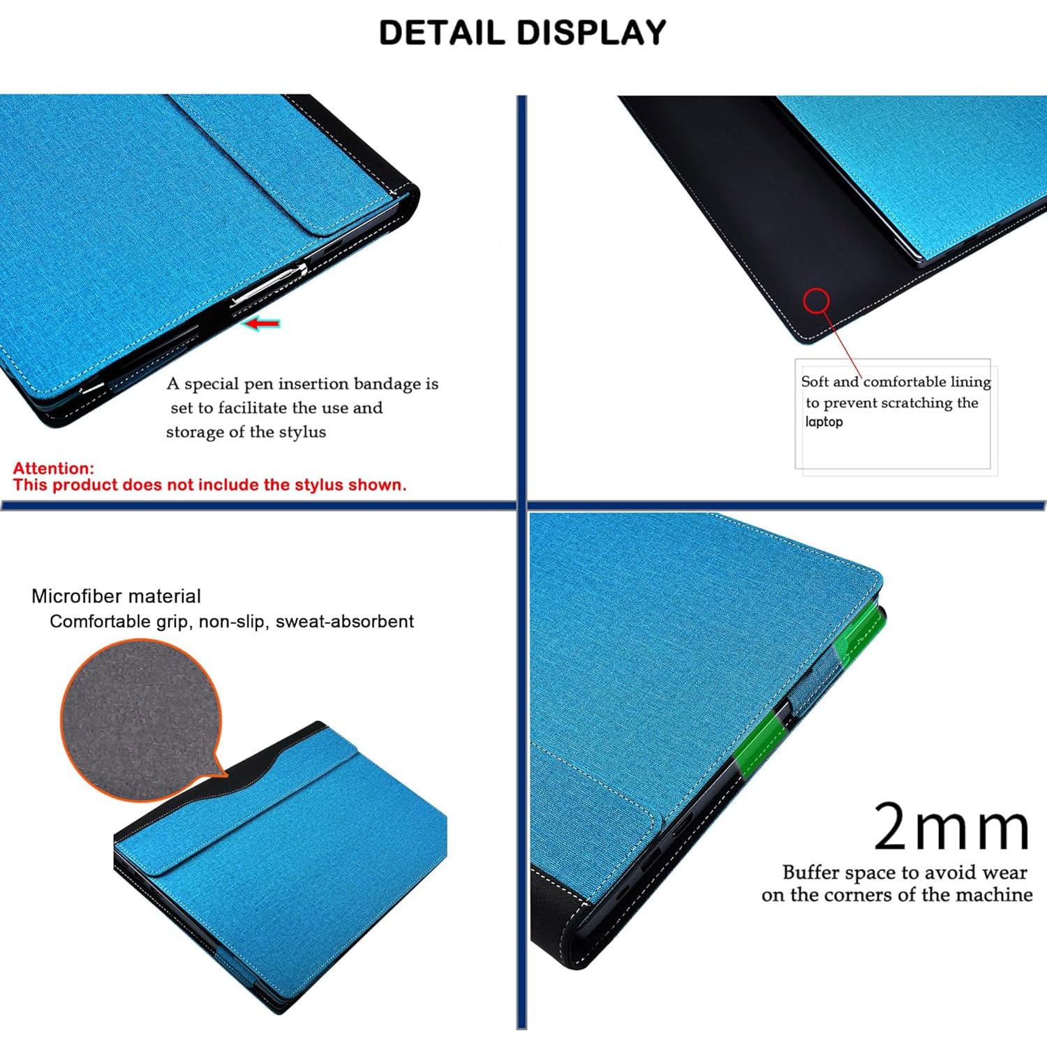 Custodia per laptop Lenovo IdeaPad 3 15ITL05 15IML05 15IIL05 15IGL05 15IGL05 15ADA05, custodia protettiva staccabile in pelle PU con portapenne (azzurro)