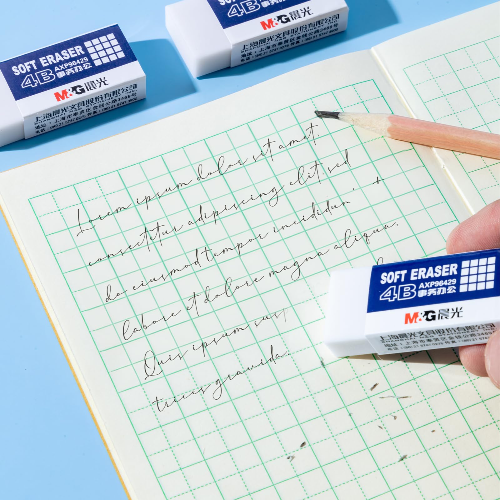 M&G 30 Pack Large Erasers Pencil Erasers, 4B White Rubber Eraser Rectangular Bulk for Kids School Students Office, Art Erasers for Drawing