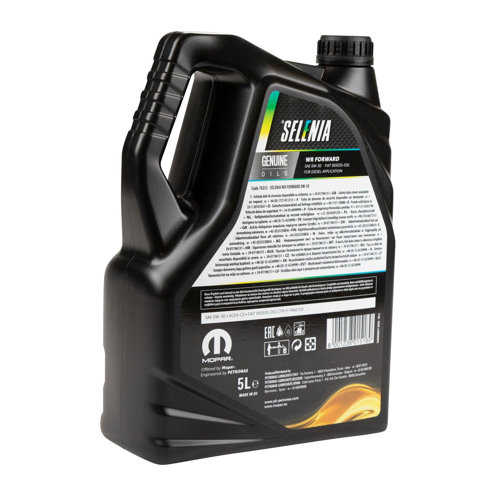 SELENIA Olio motore 0W-30 5 L Compatibilità con FIAT 500 312 Ducato Van 250, 290 Ducato Camion pianale/Telaio 250, 290 500X 334 DOBLO Cassone/Furgonato/Promiscuo 263 Panda Hatchback 312, 319