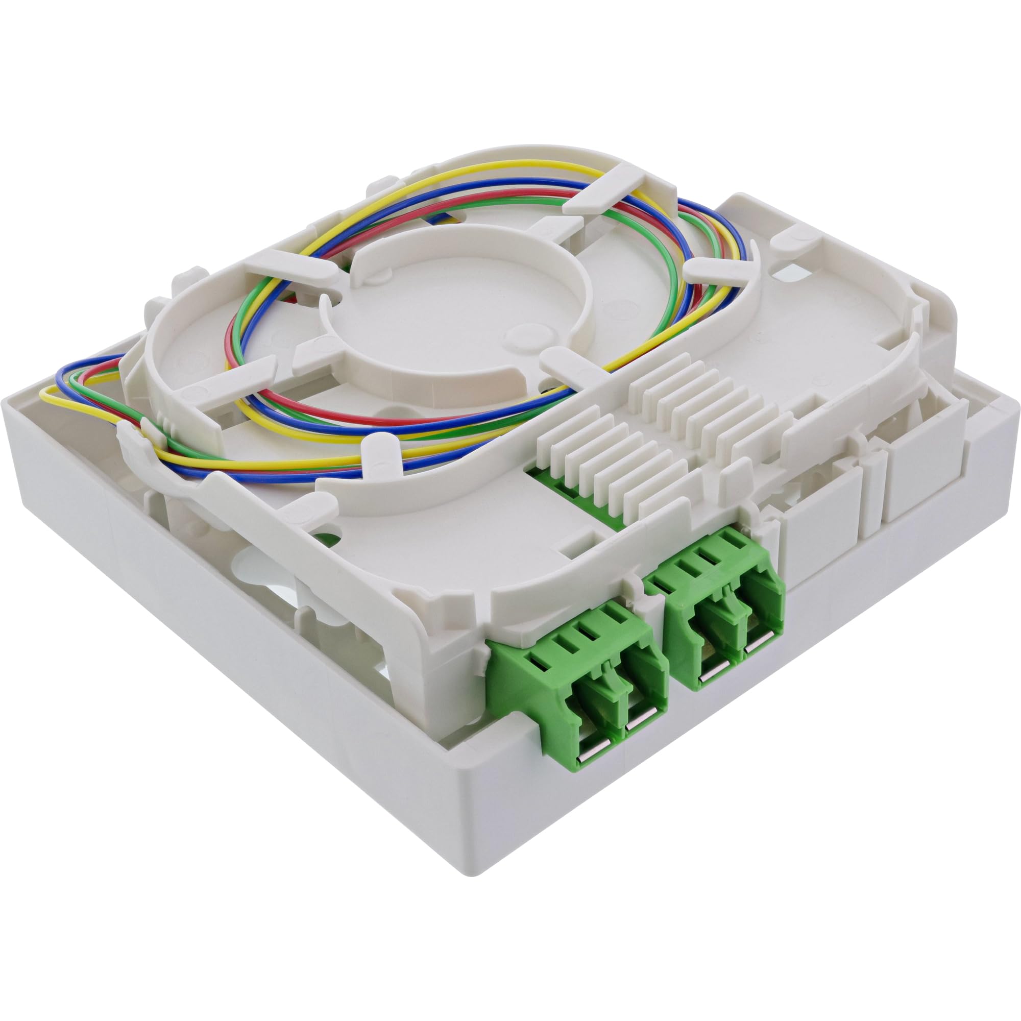 InLine® FTTH 88140 Boîte de rallonge, 4 x LC/APC 9/125 µm OS2, pré-confectionnée, 40 m, pour montage en saillie, blanche, extension en fibre de verre solide