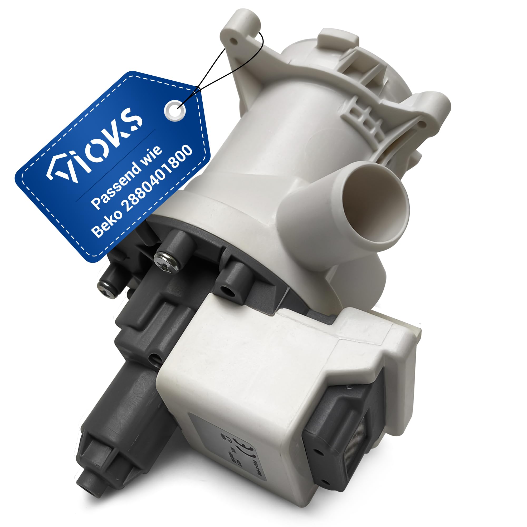 Drain Pump 25 W With Pump Head and Strainer - Replacement for Beko Arcelik 2840941600 2840940200 2840941500 2880402000 Washing Machine Waste Water Pump