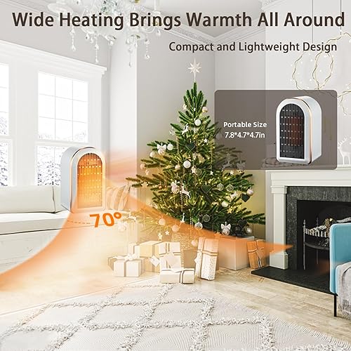 Miniatura 4 de LIEWET Calentador de espacio, calentador de espacio para chimenea, mini calentador con termostato ajustable, calentador de cerámica PTC de 1200 W