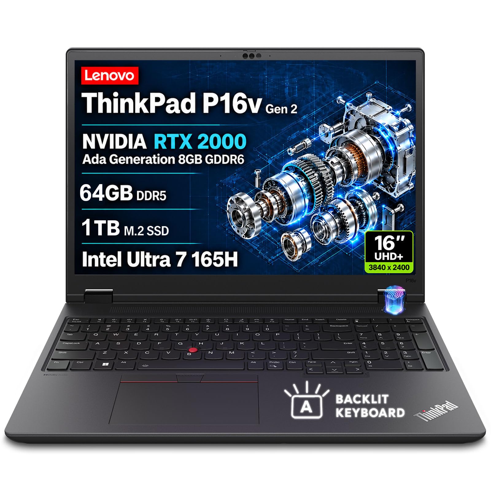 ThinkPad P16v Gen 2 Mobile Workstation Laptop, 16" UHD+ 3840x2400 Display, Intel Core Ult…