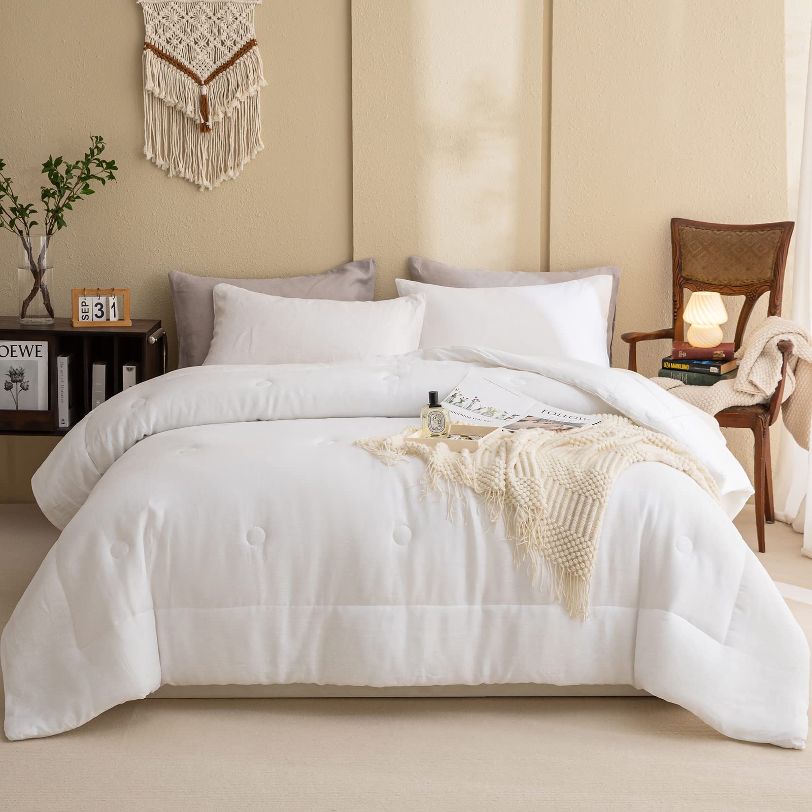 French Flax Linen Bedding Comforter Set 