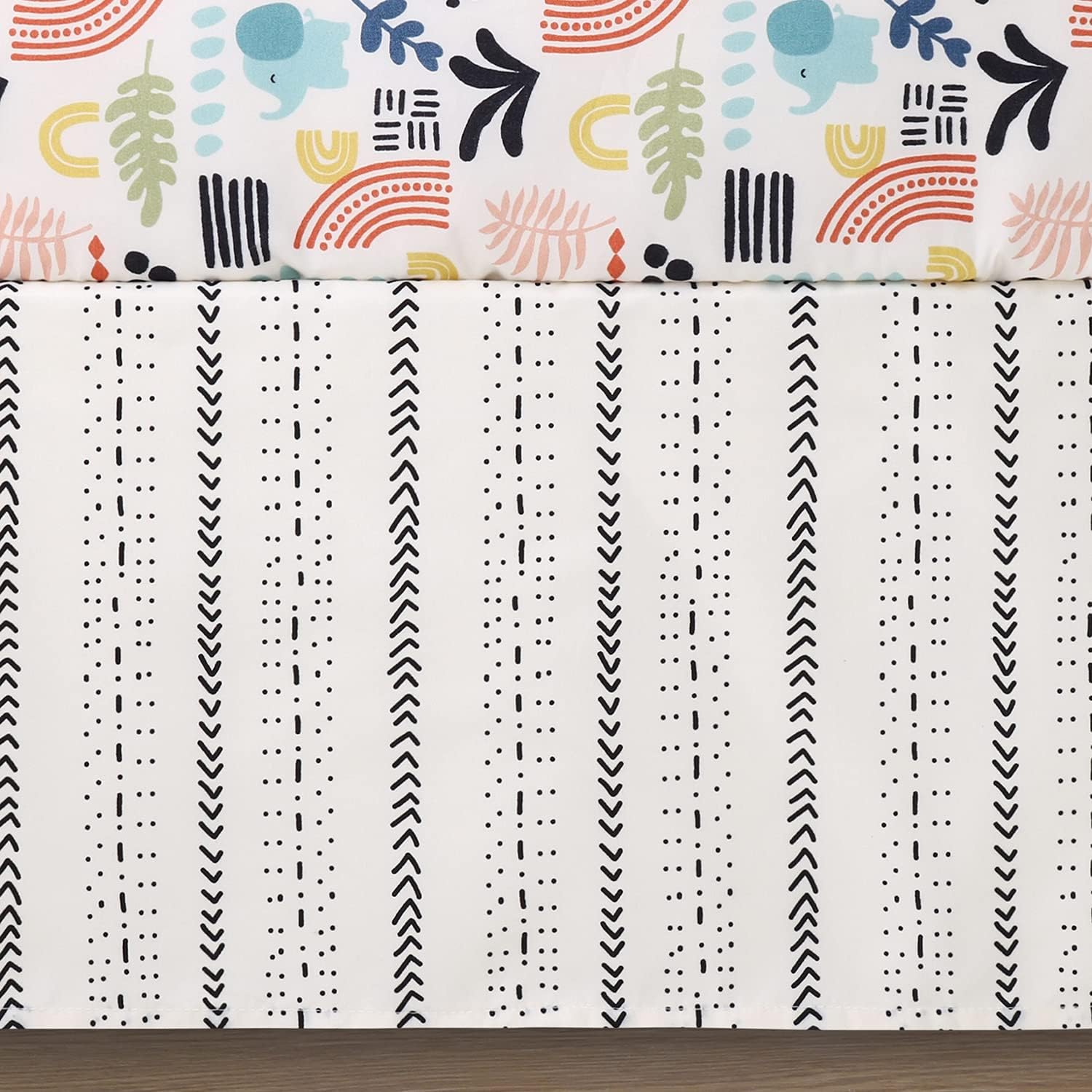The Peanutshell Boho Crib Bedding Set for Baby Boys or Girls | 3 Piece Unisex Nursery Set | Crib Blanket, Fitted Crib Sheet, Crib Skirt : Baby