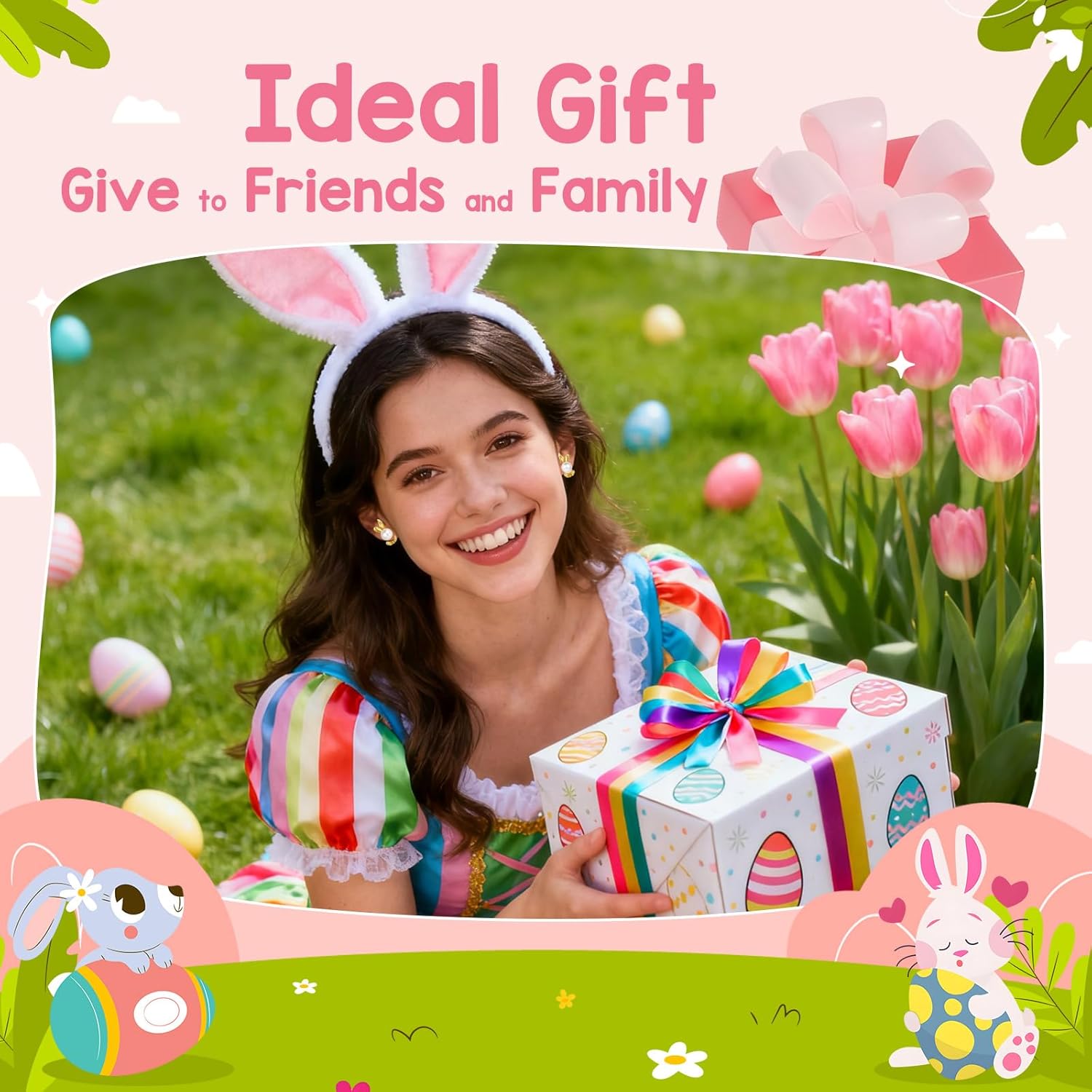 Easter Rabbit Earrings for Women Cute Easter Bunny Pearl Stud Earrings Festival Jewelry Gifts - Image 7