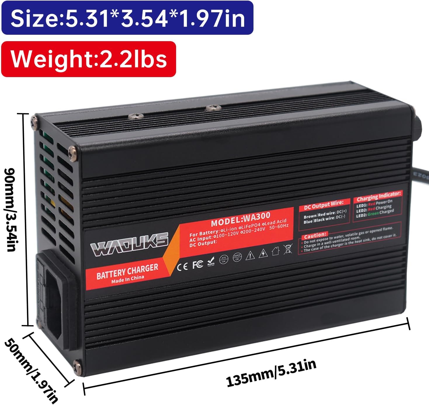 58.4V 5A Charger 58.4V LiFePO4 Battery Charger DC C13 N+ L- Connector for 16S 48V LiFePO4 Battery Pack Fast Charger - Image 5