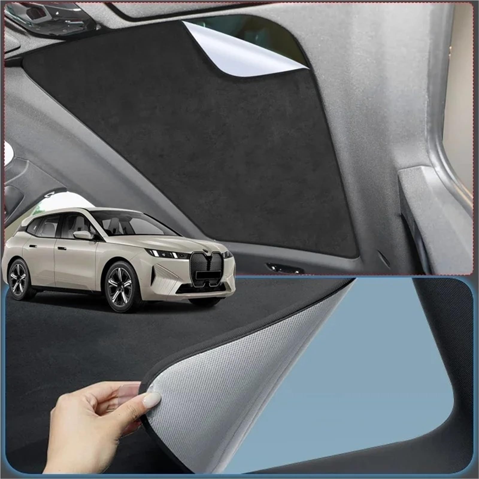 Parasole de Auto per BMW IX per I20 2022 | Lucernario per isolamento termico del tetto apribile.(Suede Gray)