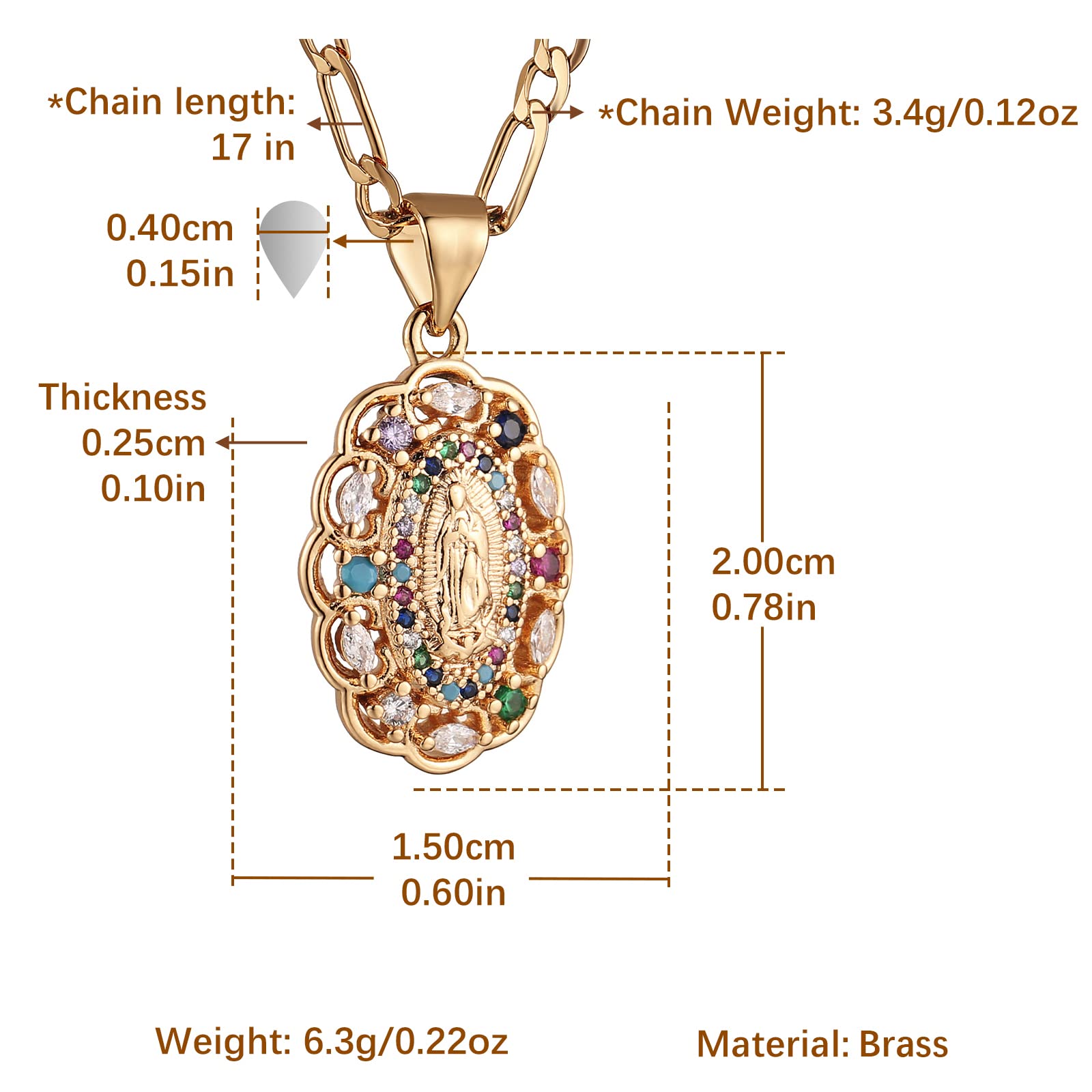 Snapklik.com : 14K Gold Plated Oval Hollow Virgin Mary Prayer Necklace ...
