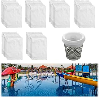 30 Pack Pool Skimmer Socks, 7.87x4.53 inch Pool Filter Saver Socks Spa Savers Baskets Net Fine Mesh Pool Socks to Protect Your Inground or Above Ground Swimming Pool (White)