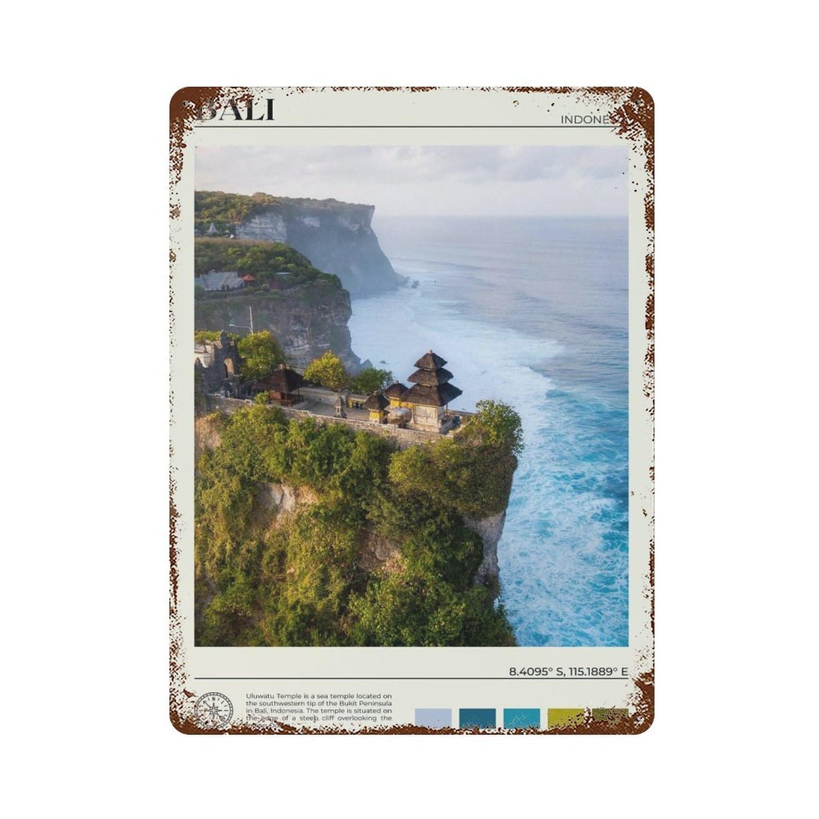 xiaoxiaoshen Real Photo Bali Decor Indonesia Asia Wall Decor Art Metal Tin Poster Modern Home Decor Art Home Bar Shop Decorations Vintage Sign 40x30cm