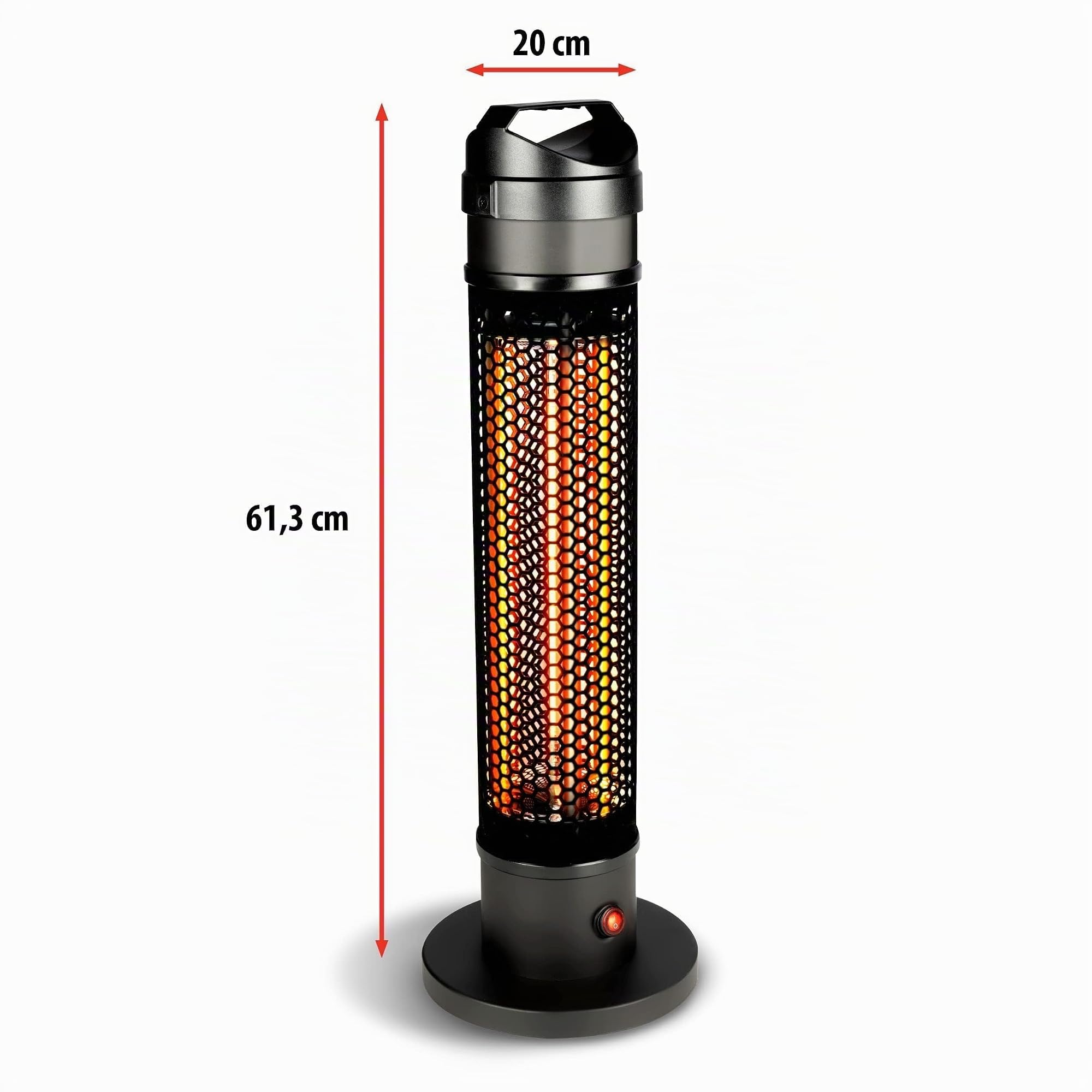alpina Chauffage Électrique Infrarouge – Chauffage Exterieur Terrasse Électrique 800W - Lampe Infrarouge pour Intérieur et Extérieur - Étanche IP44 - Chauffage Portable Fibre Carbone - Noir