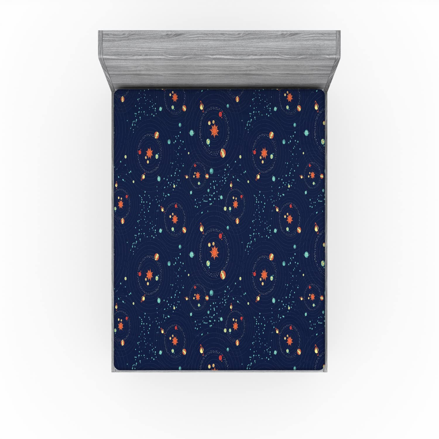 Ambesonne Astrology 2 Pack Fitted Sheet, Galaxy Mystic Universe, Bed Cover All-Round Elastic Deep Pockets 2 Pieces, Package Contains 2 Full Size Fitted Sheets, Turquoise Blue